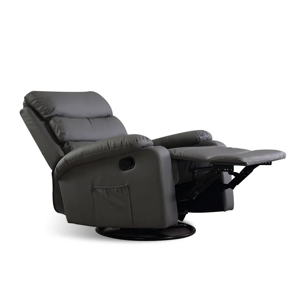 Gray recliner chair on a white background