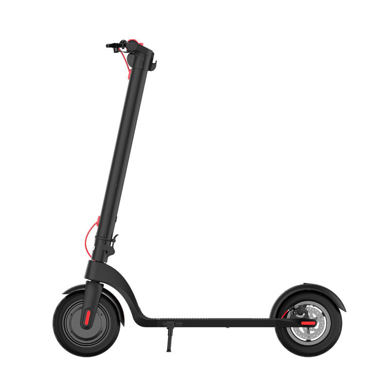 Black with red accents electric mobility scooter on a white background