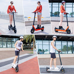 Collage of people using electric mobility scooters in various settings