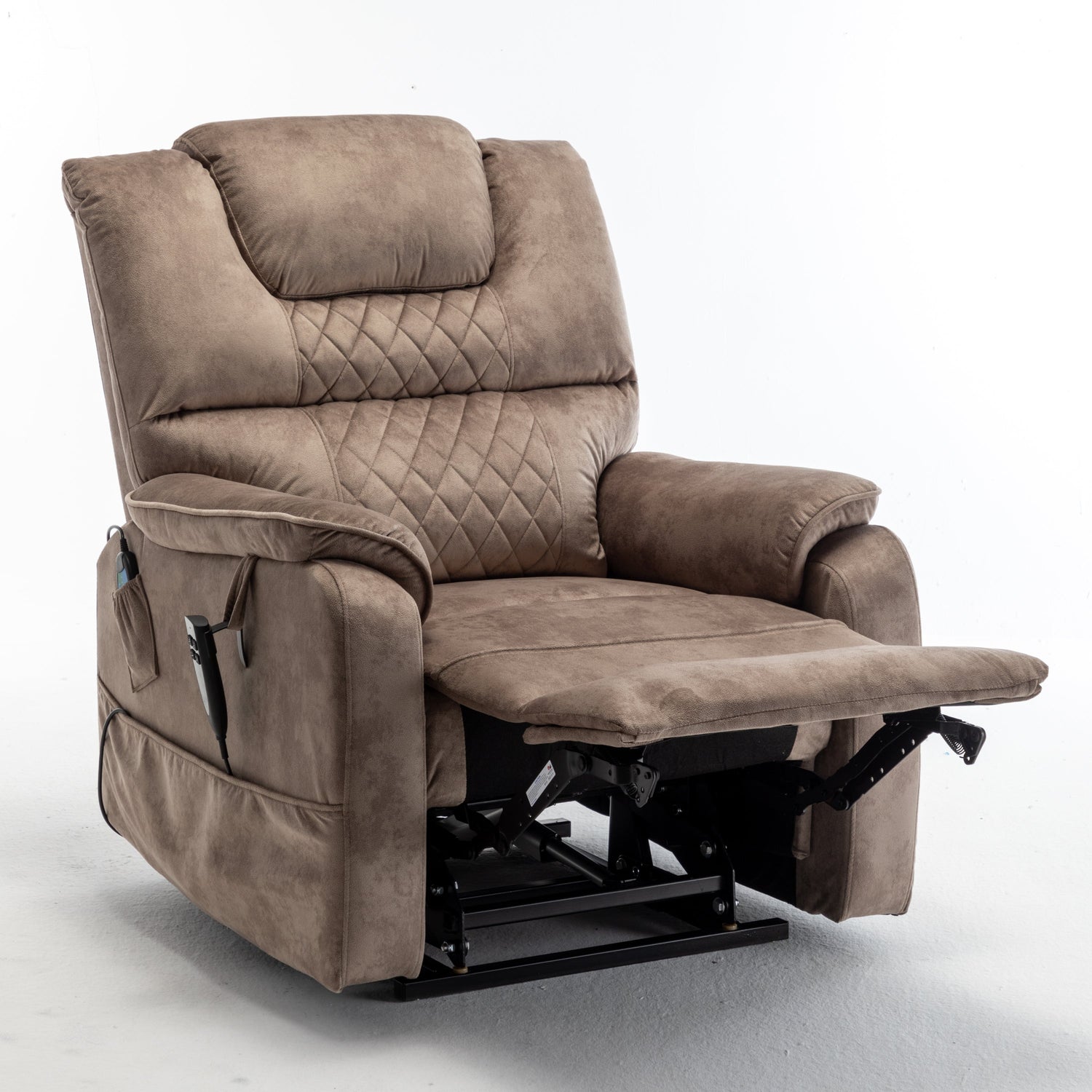 Oversized Power Lift Recliner Chair for Elderly | 180° Lay Flat Velvet Lift Chair
