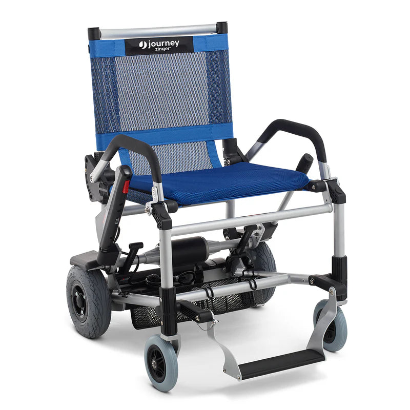 Journey Zinger Folding Power Chair - Blue Front View