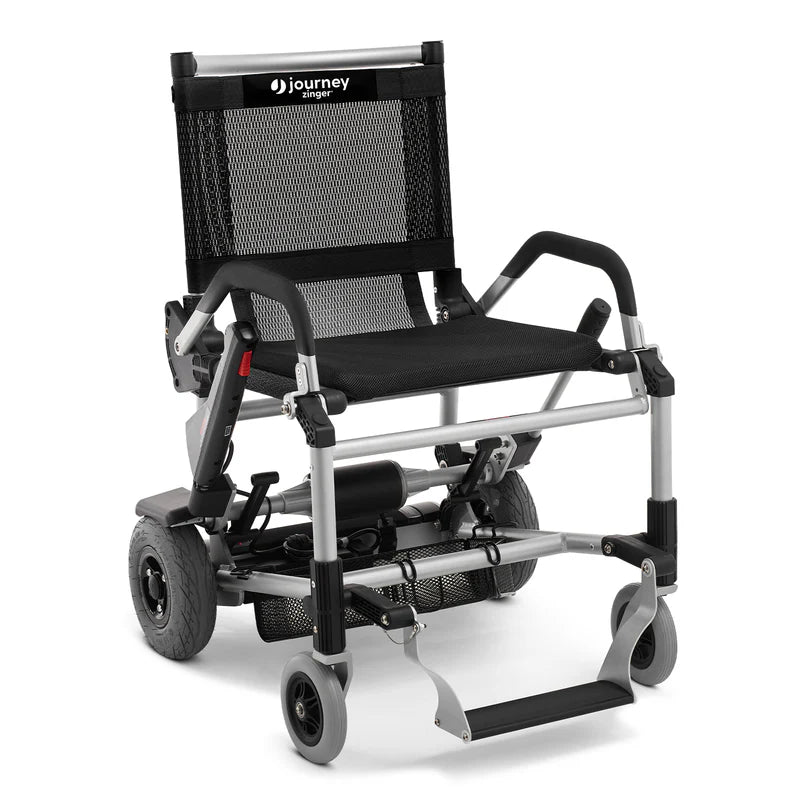 Journey Zinger Folding Power Chair - Blue Side View