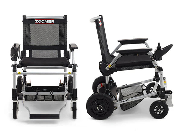 Journey Zoomer Lightweight Folding Power Chair - Black Side View