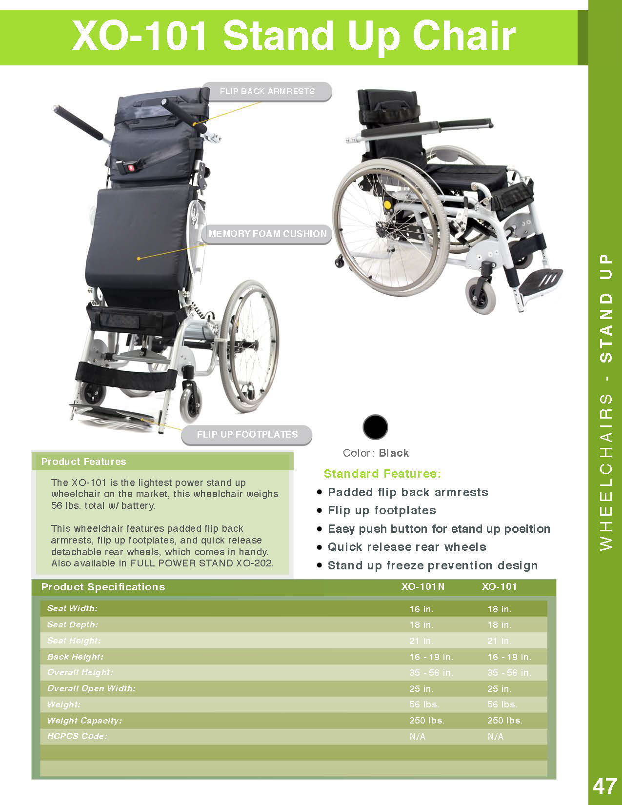 Karman XO-101 Manual Push-Power Assist Standing Wheelchair